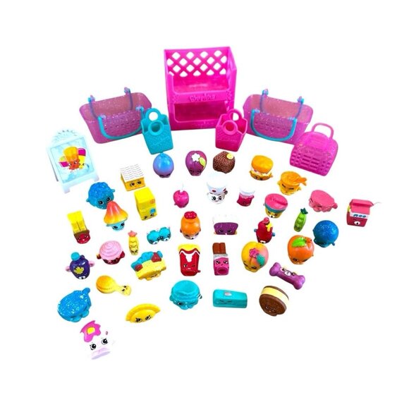 SHOPKINS Collectors Miscellaneous Lot 38 Plus Baskets Sign Food Brush - Picture 1 of 10